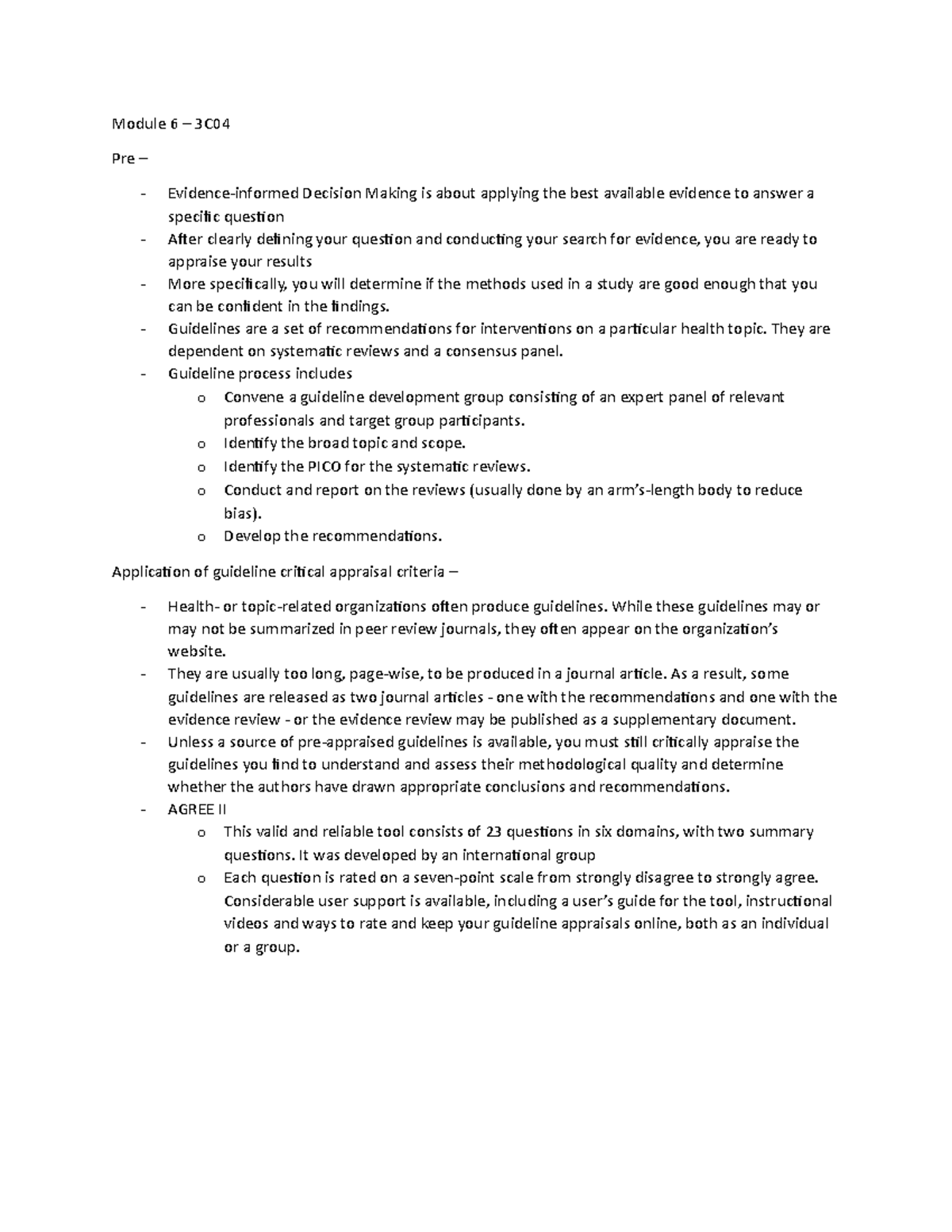 3C06. Module 6 - Module 6 – 3C Pre – Evidence-informed Decision Making ...