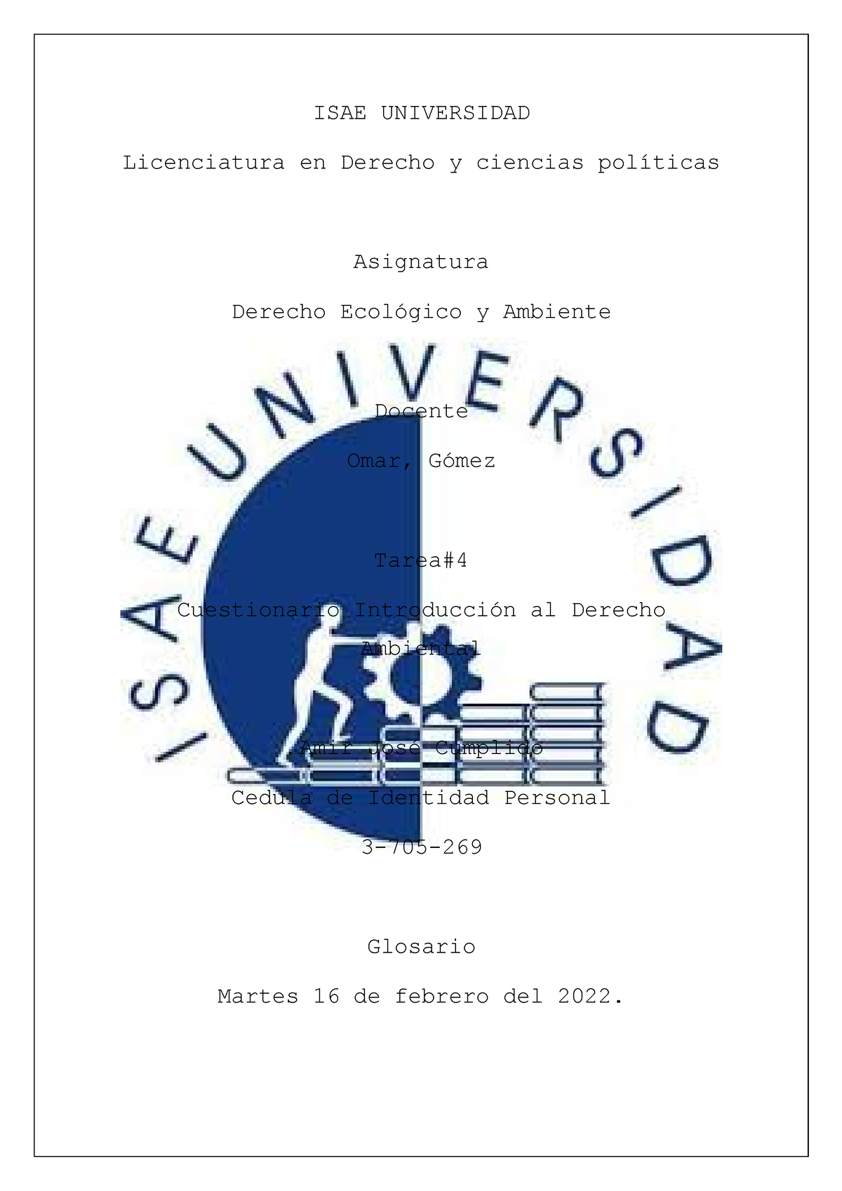 Glosario Derecho Ambiental Isae Universidad Licenciatura En