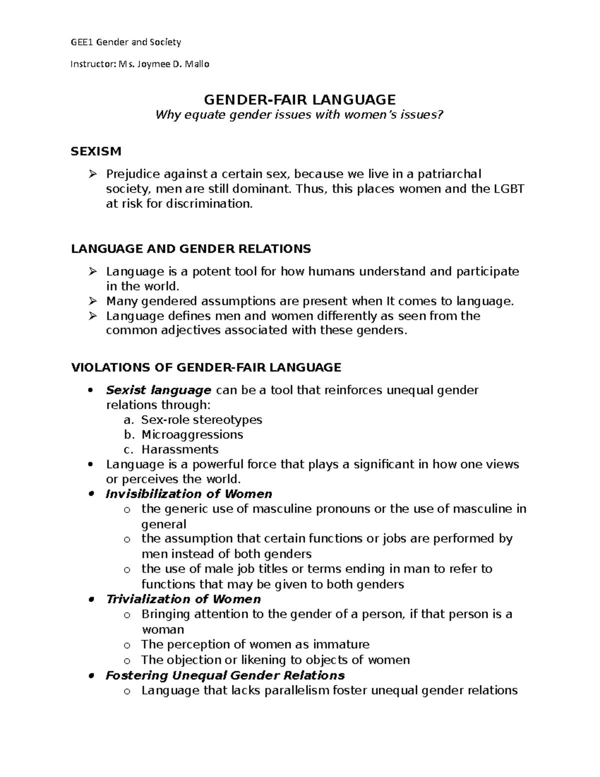 gender fair language essay