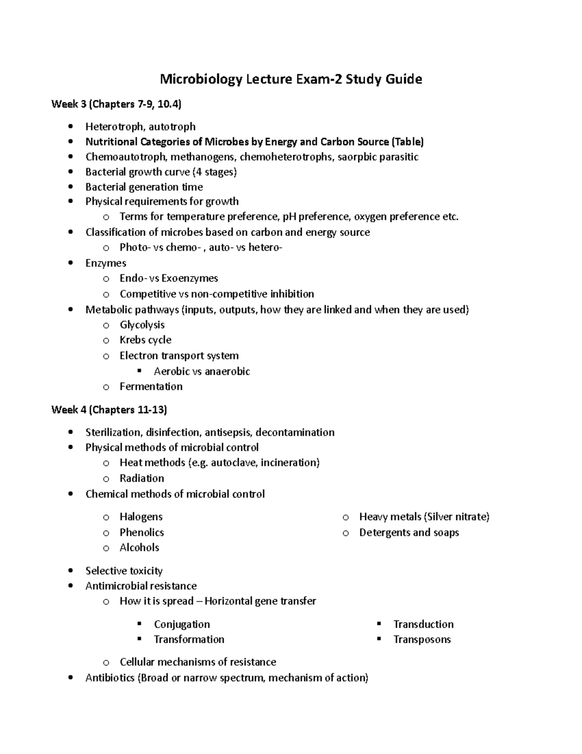 Microbiology Exam-2 Guide - Microbiology Lecture Exam-2 Study Guide ...