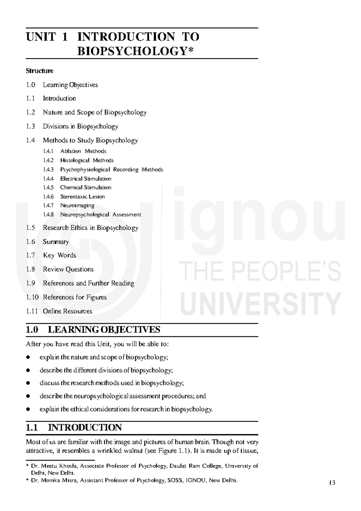 Research Methods In Biopsychology - UNIT 1 INTRODUCTION TO ...