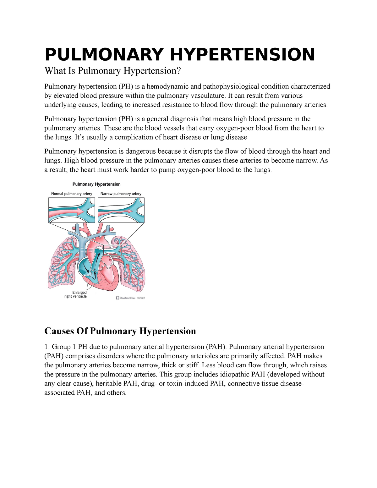 Pulmonary Hypertension 1 Pulmonary Hypertension What Is Pulmonary