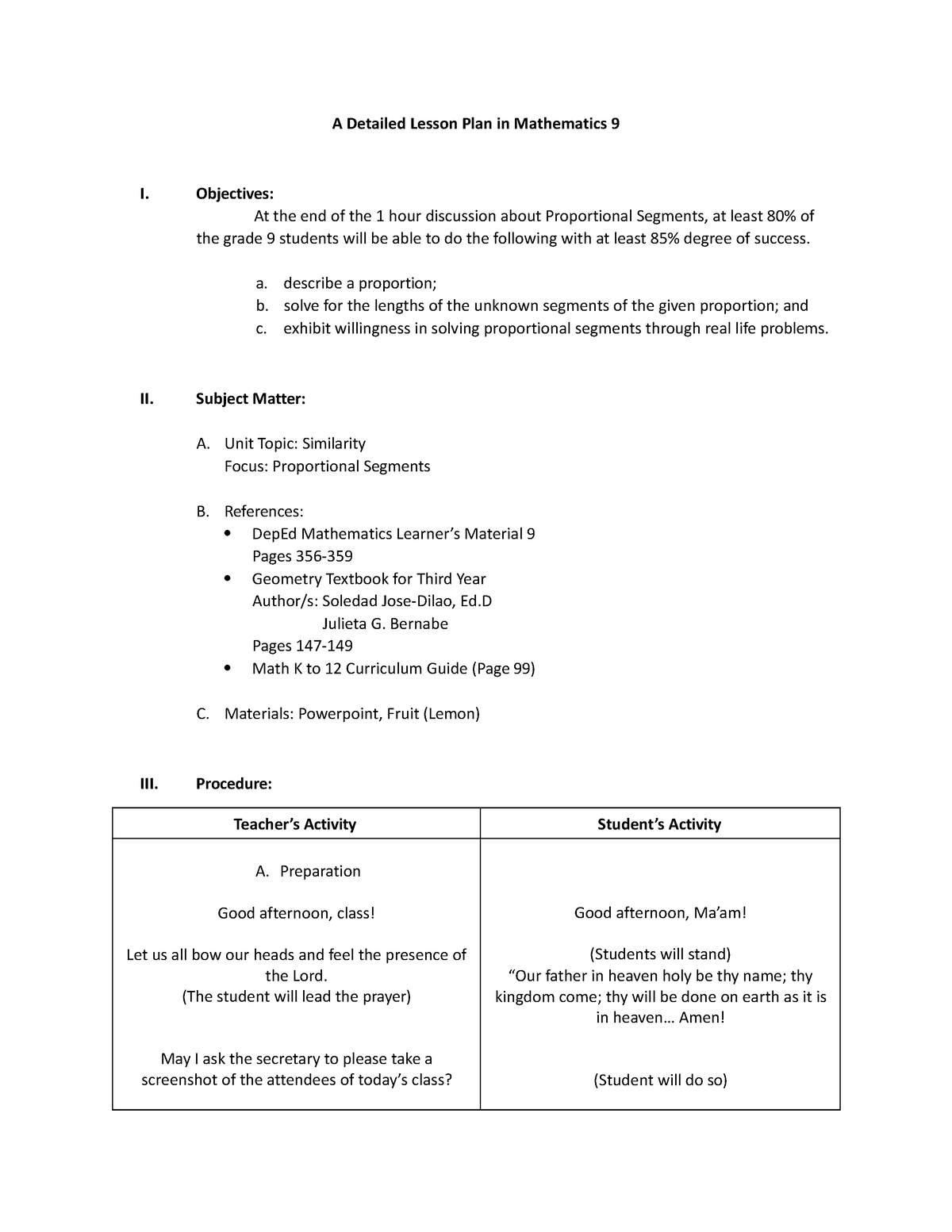 Similarity - math - A Detailed Lesson Plan in Mathematics 9 I ...