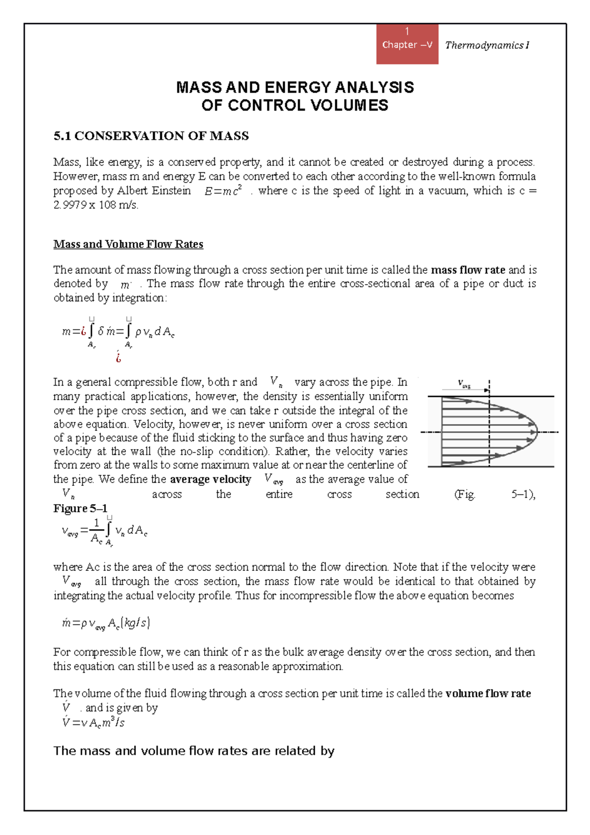 Thermodynamics- ch5 - Lecture notes 12-15 - Thermodynamics I Chapter -V ...