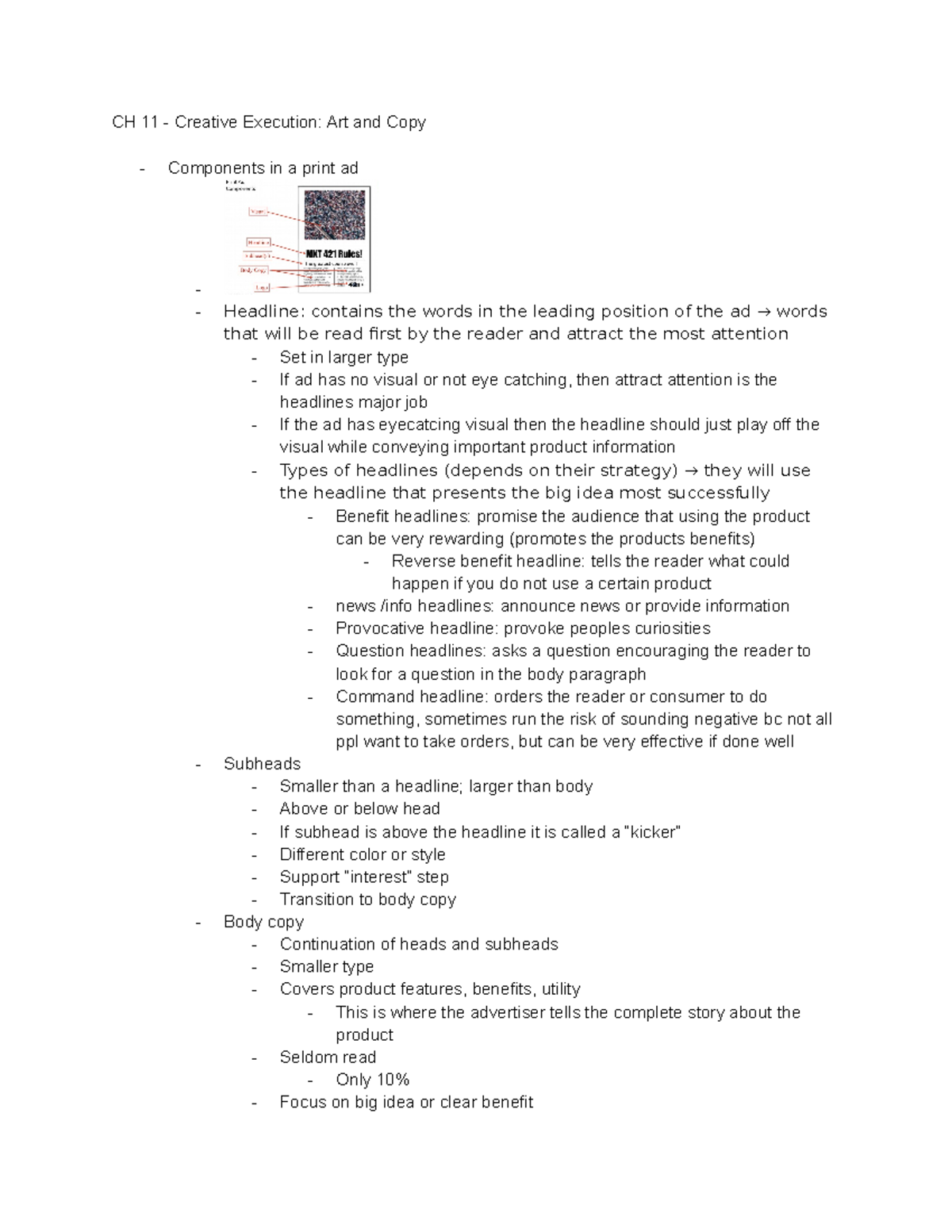 CH 11 Lecture notes - CH 11 - Creative Execution: Art and Copy ...