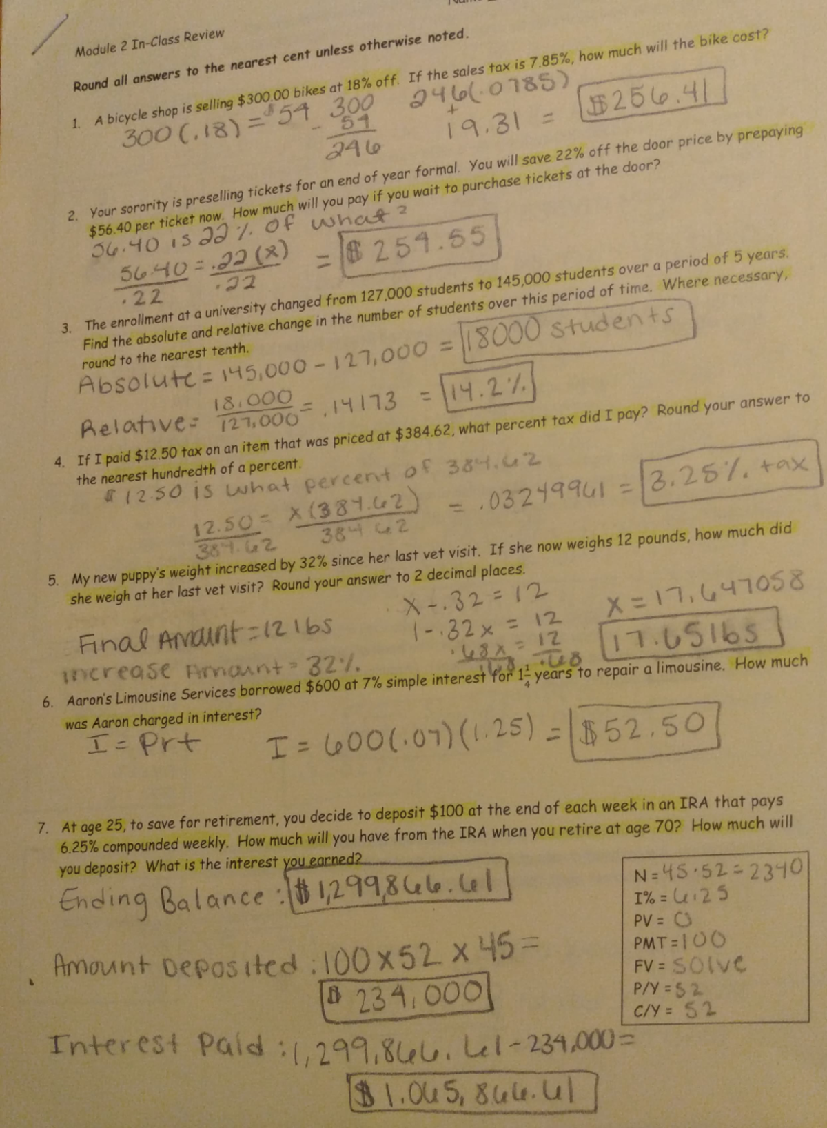 Module 2 In class review - Module 2 In-Class Review Round all answers ...