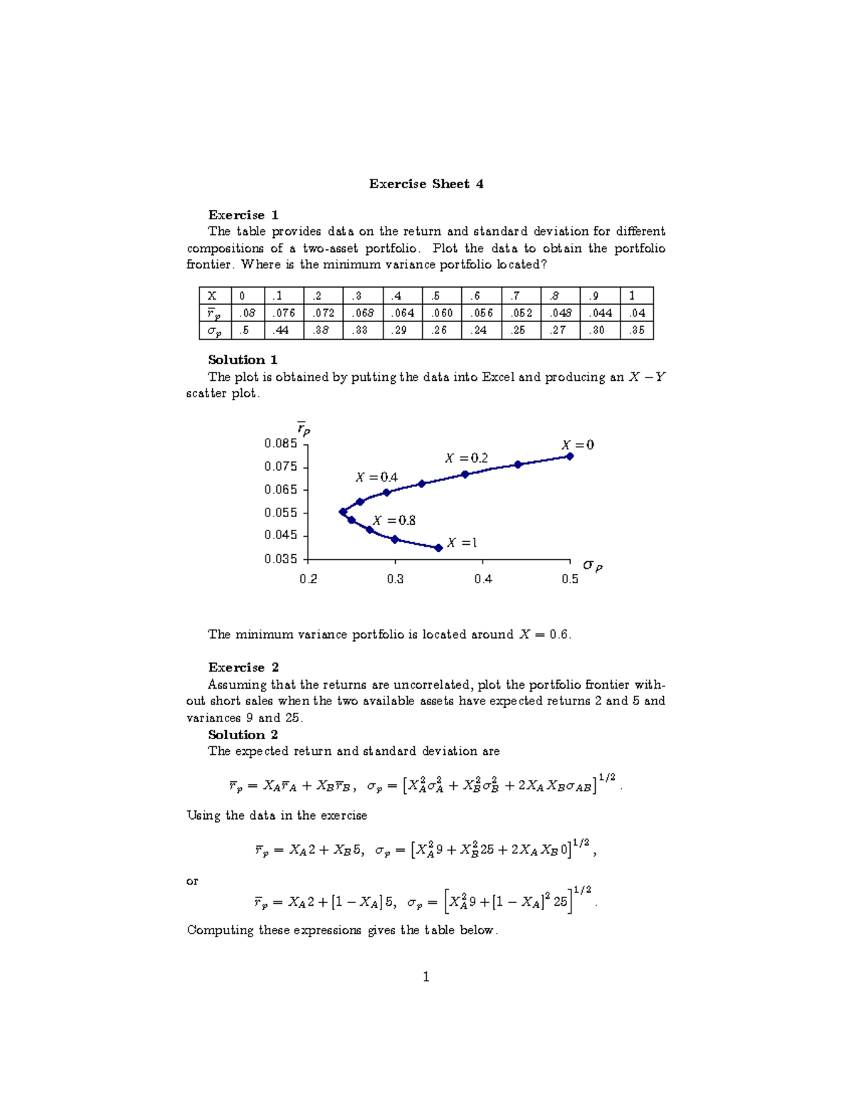 Exercise 4 + Solution - Exercise Sheet 4 Exercise 1 The table provides ...