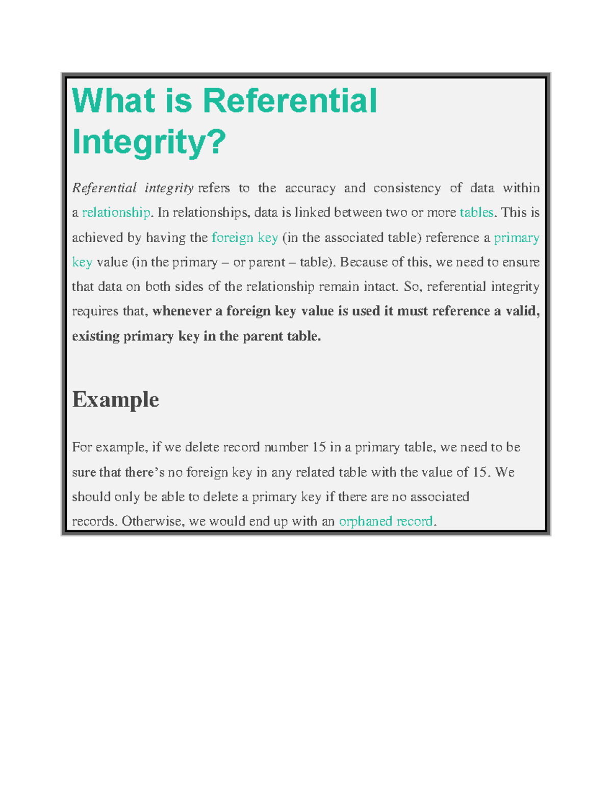 Referential integrity