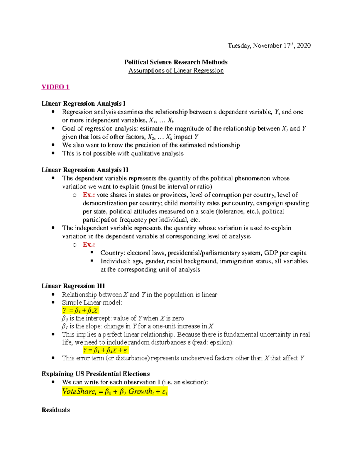 POLI210 - Week 12 Notes - Tuesday, November 17th, 2020 Political ...