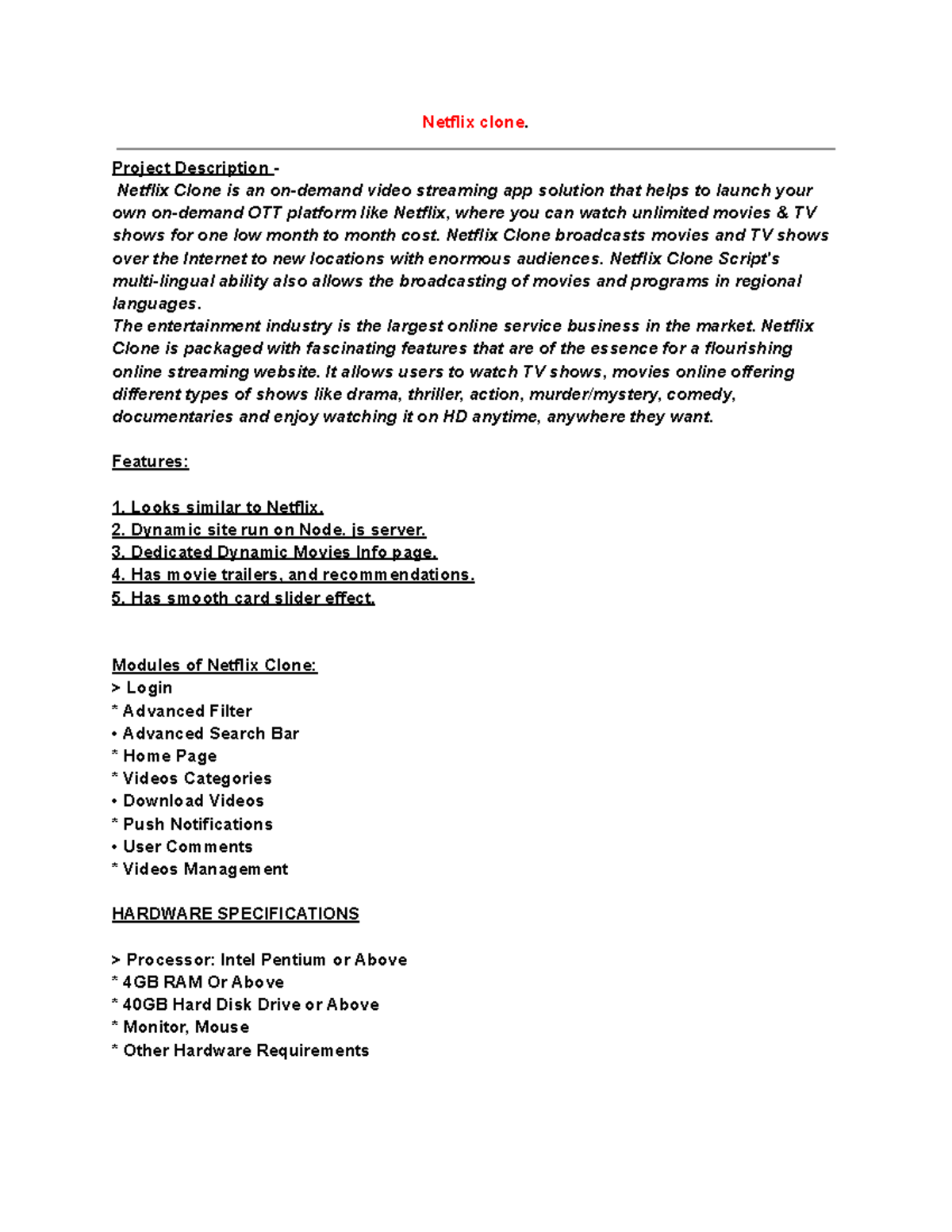 Netflix clone - Project Description - Netflix Clone is an on-demand ...