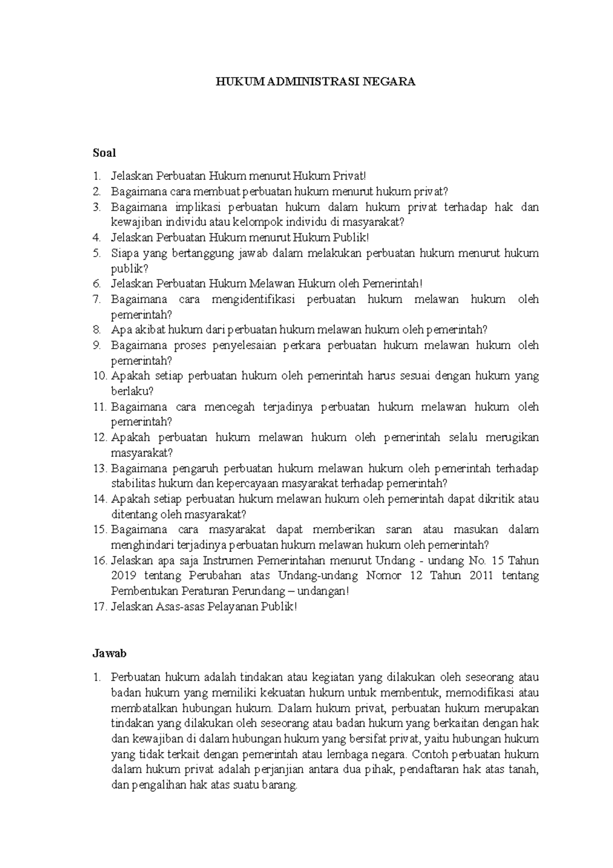 Soal Dan Pembahasan Hukum Administrasi Negara - HUKUM ADMINISTRASI ...