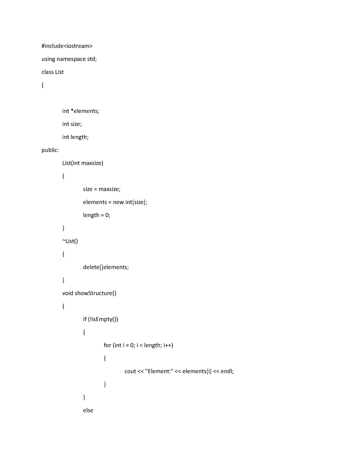 c-program-lab-tasks-include-using-namespace-std-class-list