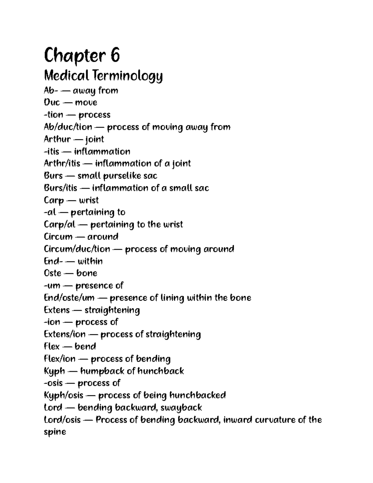 Ch 6 Med Term - Medical Terminology Chapter 6 - Skeletal System 