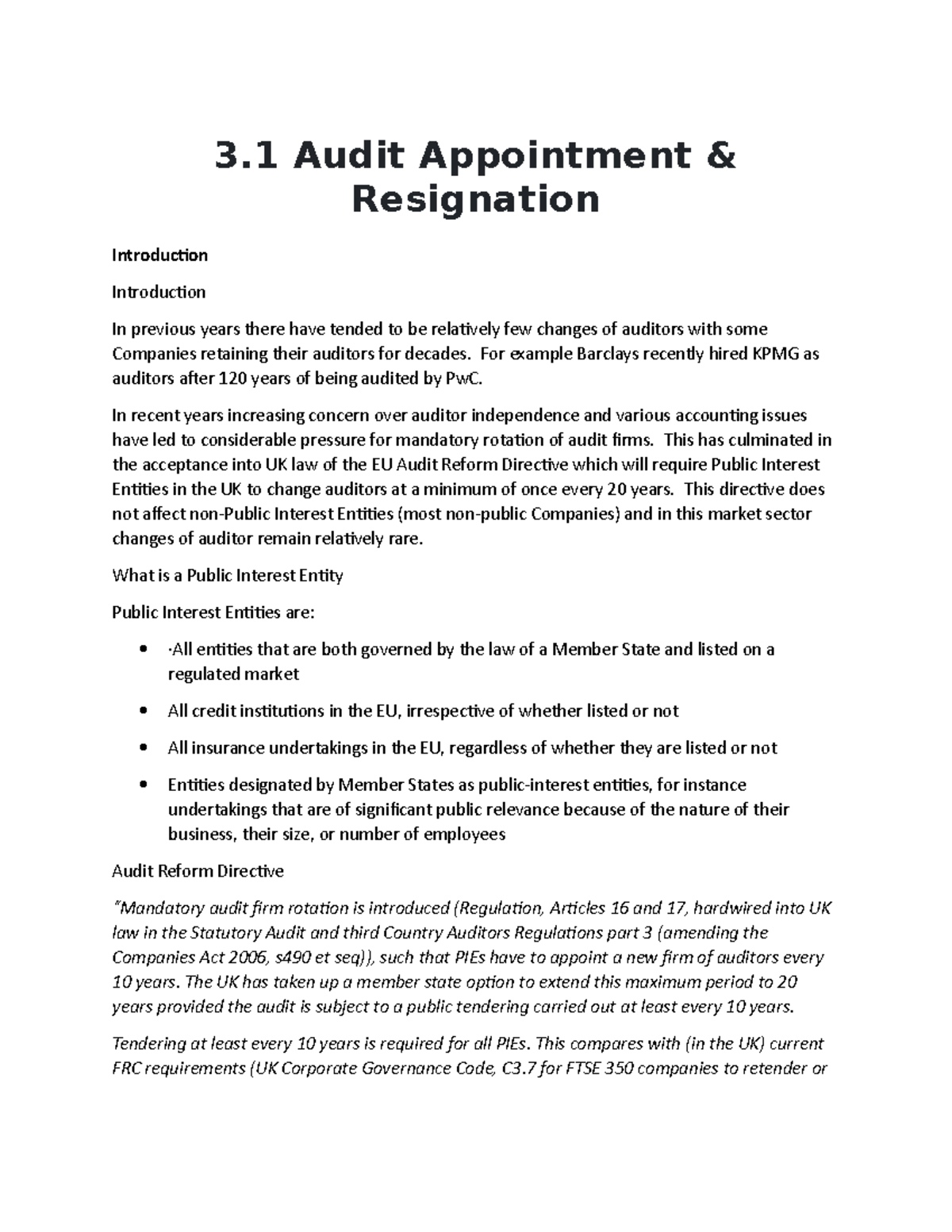 3.1 Auditing Appointment and Resignation - 3 Audit Appointment ...