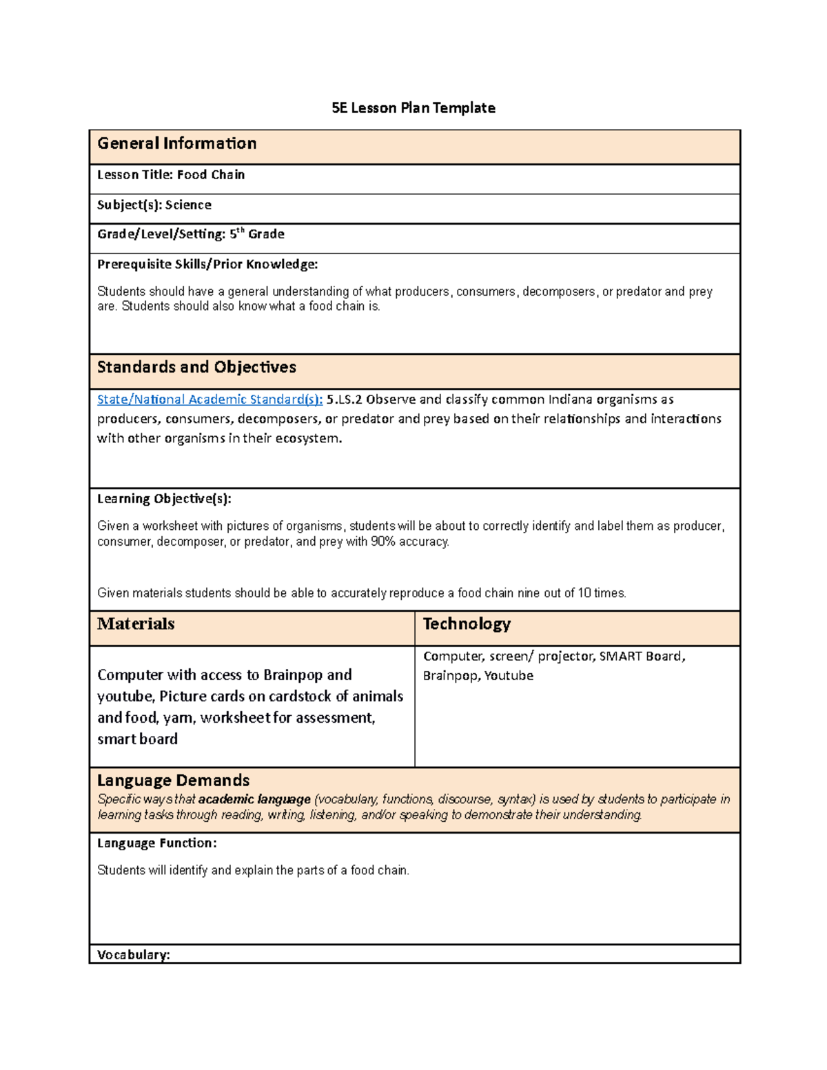 Science Methods Task - EDUC4240 Task - 5E Lesson Plan Template General ...