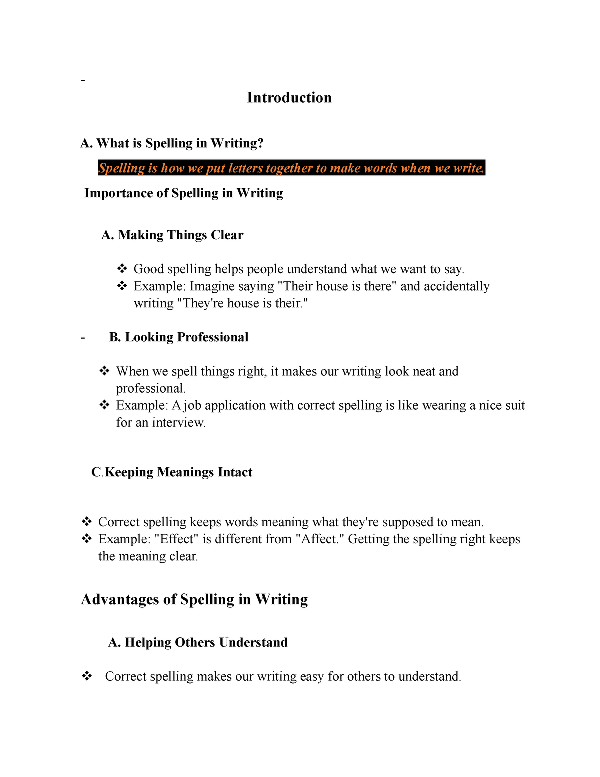 What is speling writing - Introduction A. What is Spelling in Writing ...