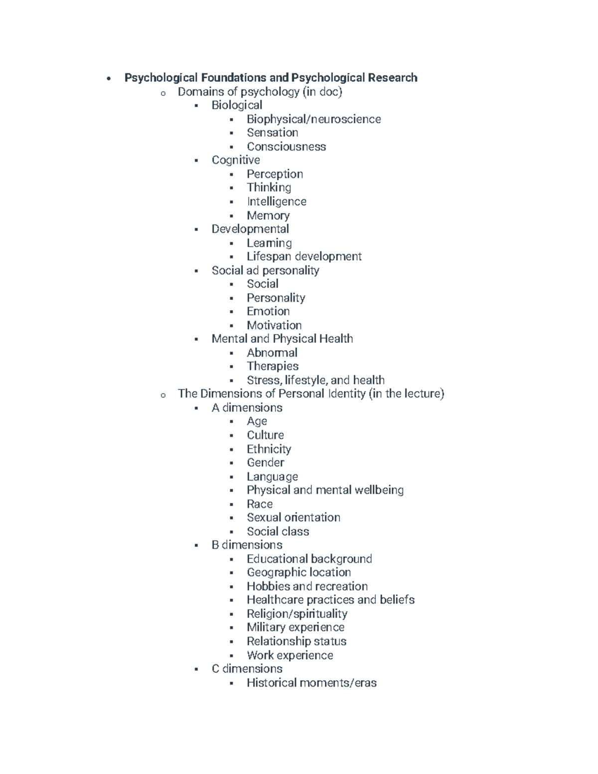 Psy 101 Study Guide Module 1 Psychological Foundations, Psychological ...