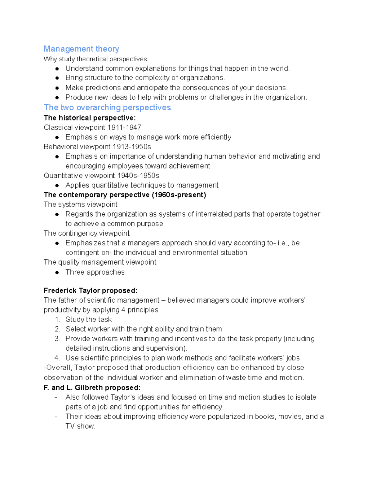 Management theory - Management theory Why study theoretical ...