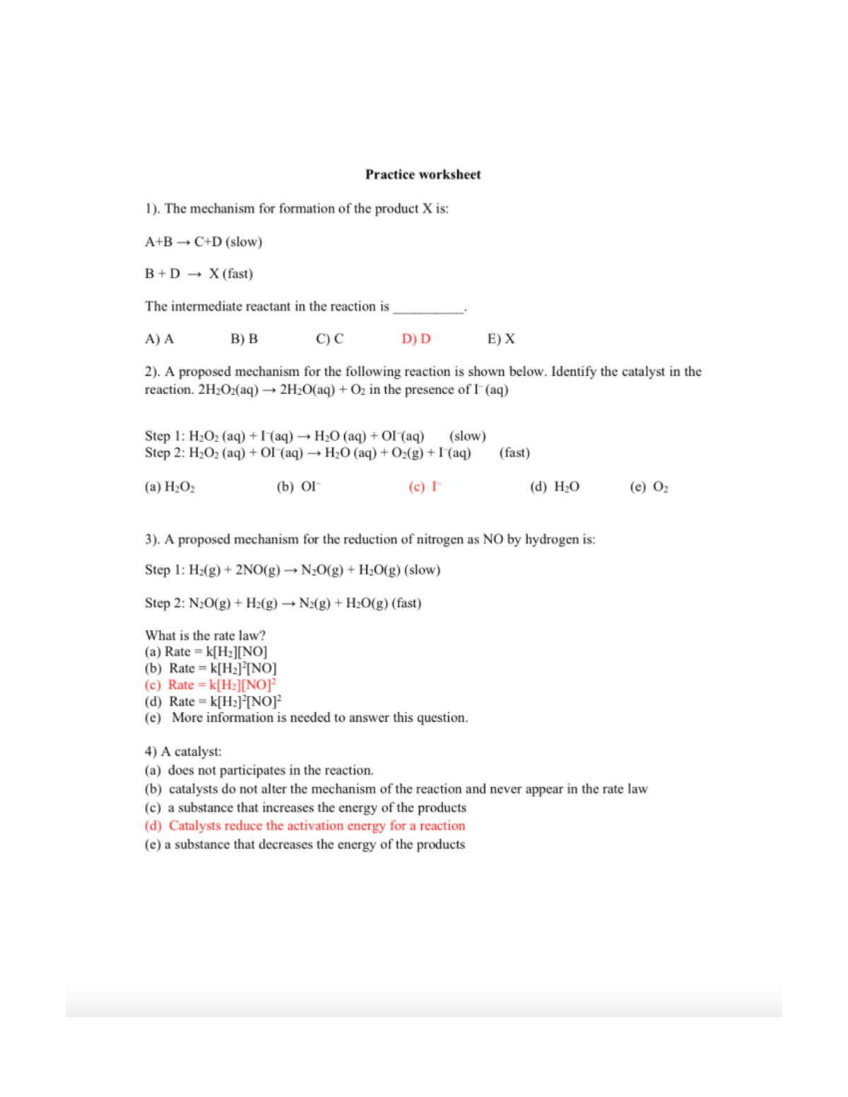 CHEM 1312 practice sheet key - CHEM 1312 - Studocu