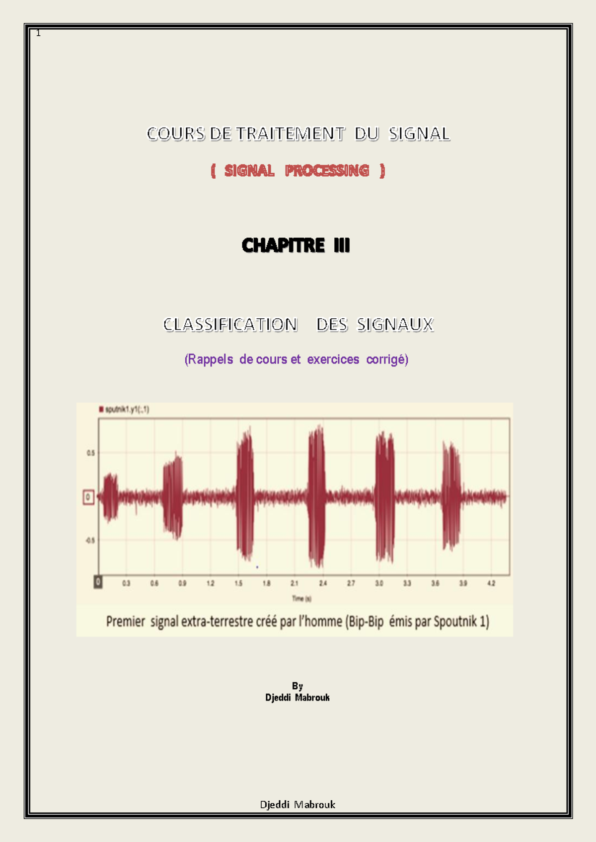 Traitement du Signal Signal Processing Chap - (Rappels de cours et ...