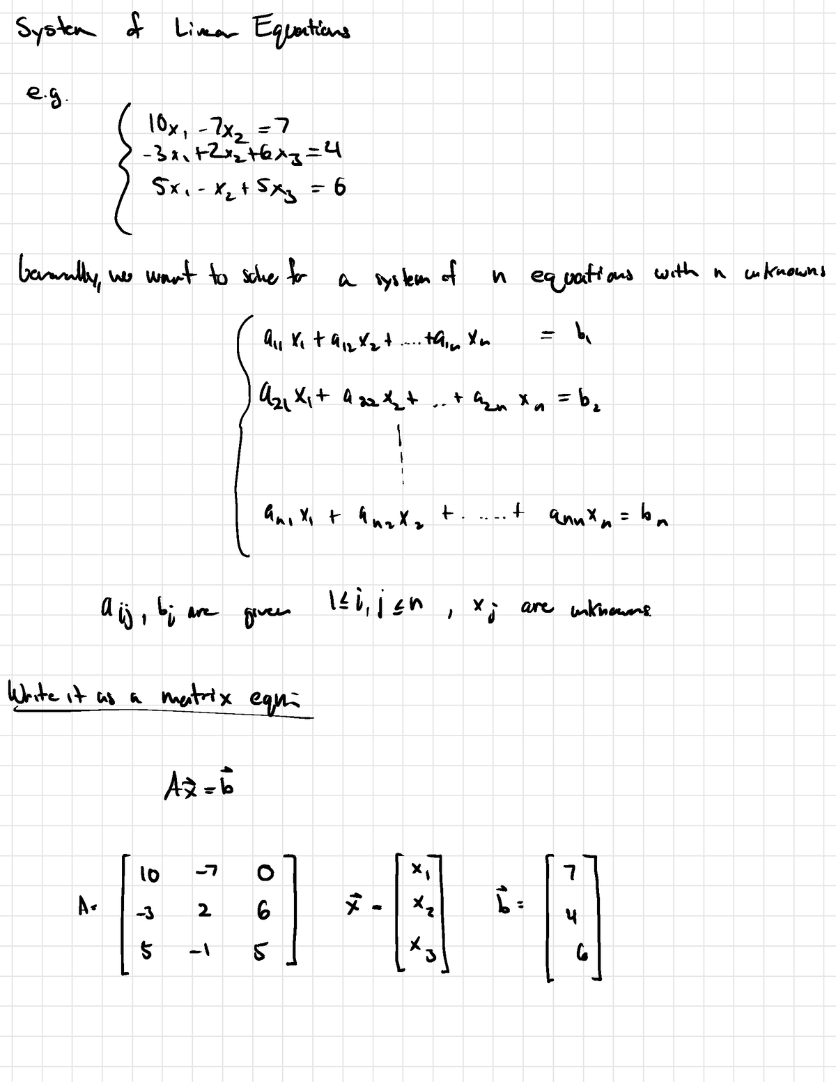 System Of Linear Equations - System of Line Equations e. 10x,- 7xz ...