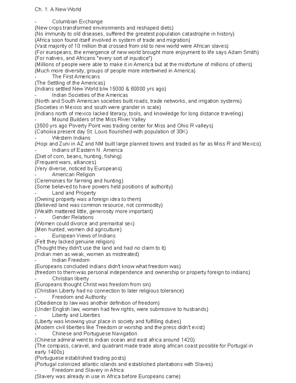 Apush Notes Ch 1 - Ch 26 - Ch. 1: A New World Columbian Exchange (New ...