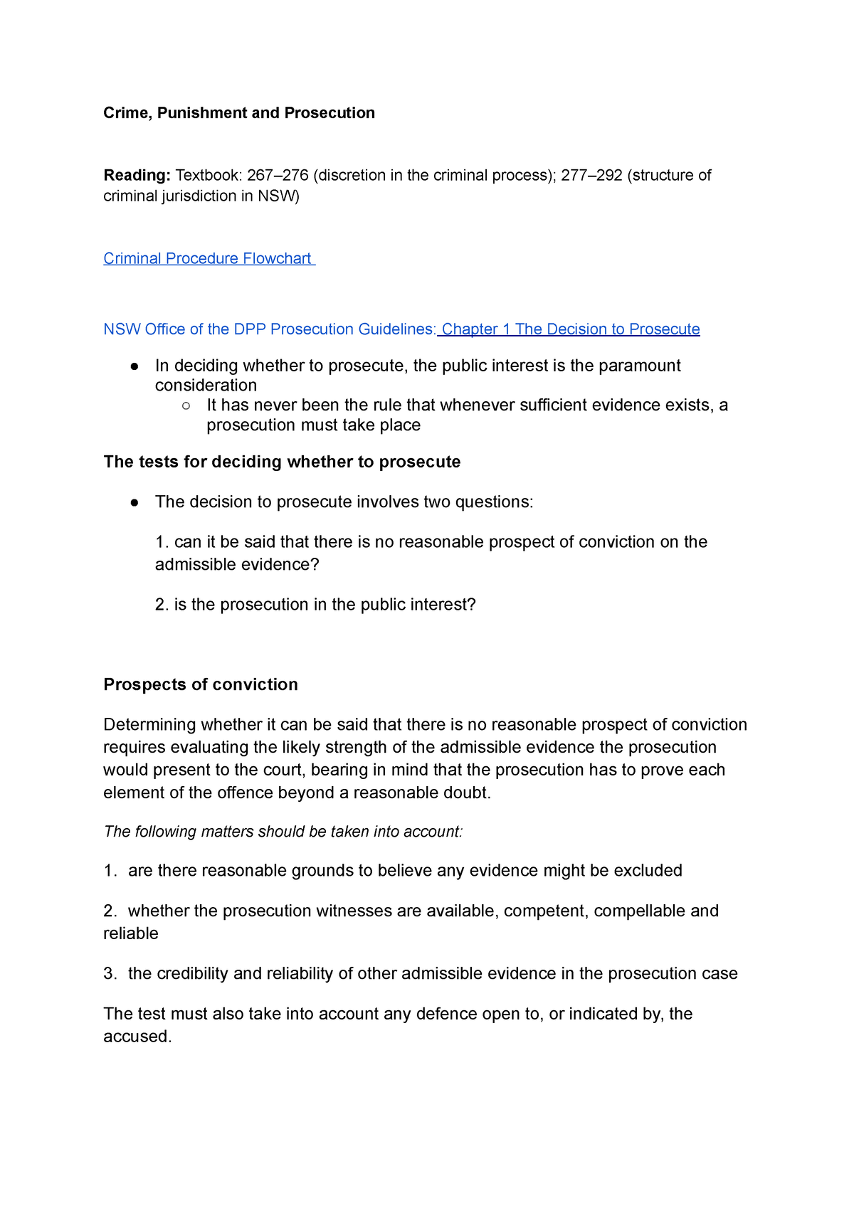 Criminal Law And Procedure Notes - Week 2 A - Crime, Punishment And ...