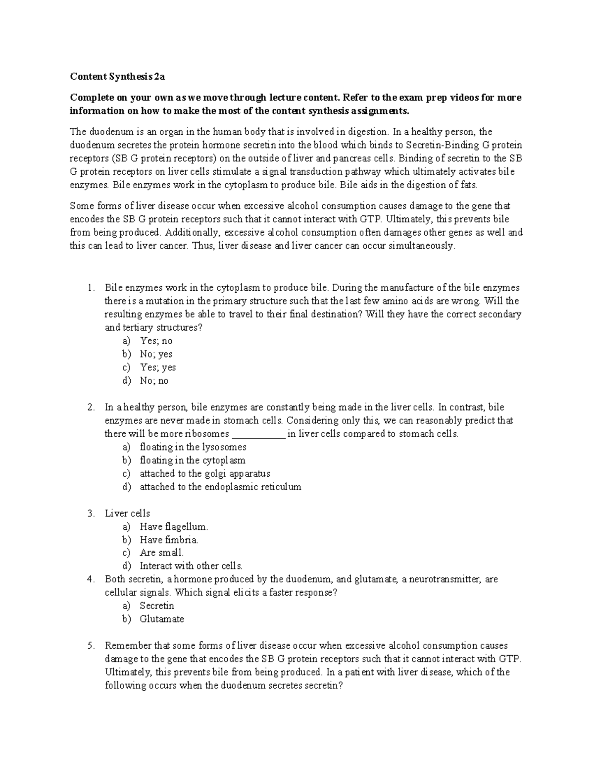 Content synthesis 2a - practice - Content Synthesis 2a Complete on your ...