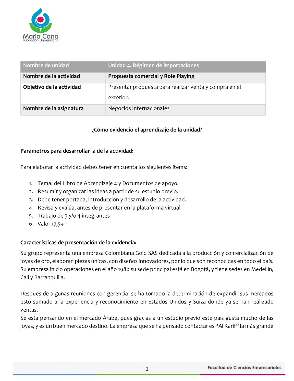 Actividad De Aprendizaje Unidad 4 Ni Nombre De Unidad Unidad 4 Régimen De Importaciones 8277