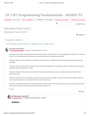 CS 1101 - AY2022-T2 Discussion Forum Unit 8 - CS 1101 Programming ...