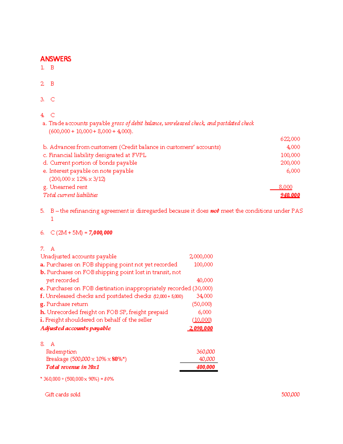 Answers-quiz1-4 - Answer Key With Solution - ANSWERS 1. B 2. B 3. C 4 ...