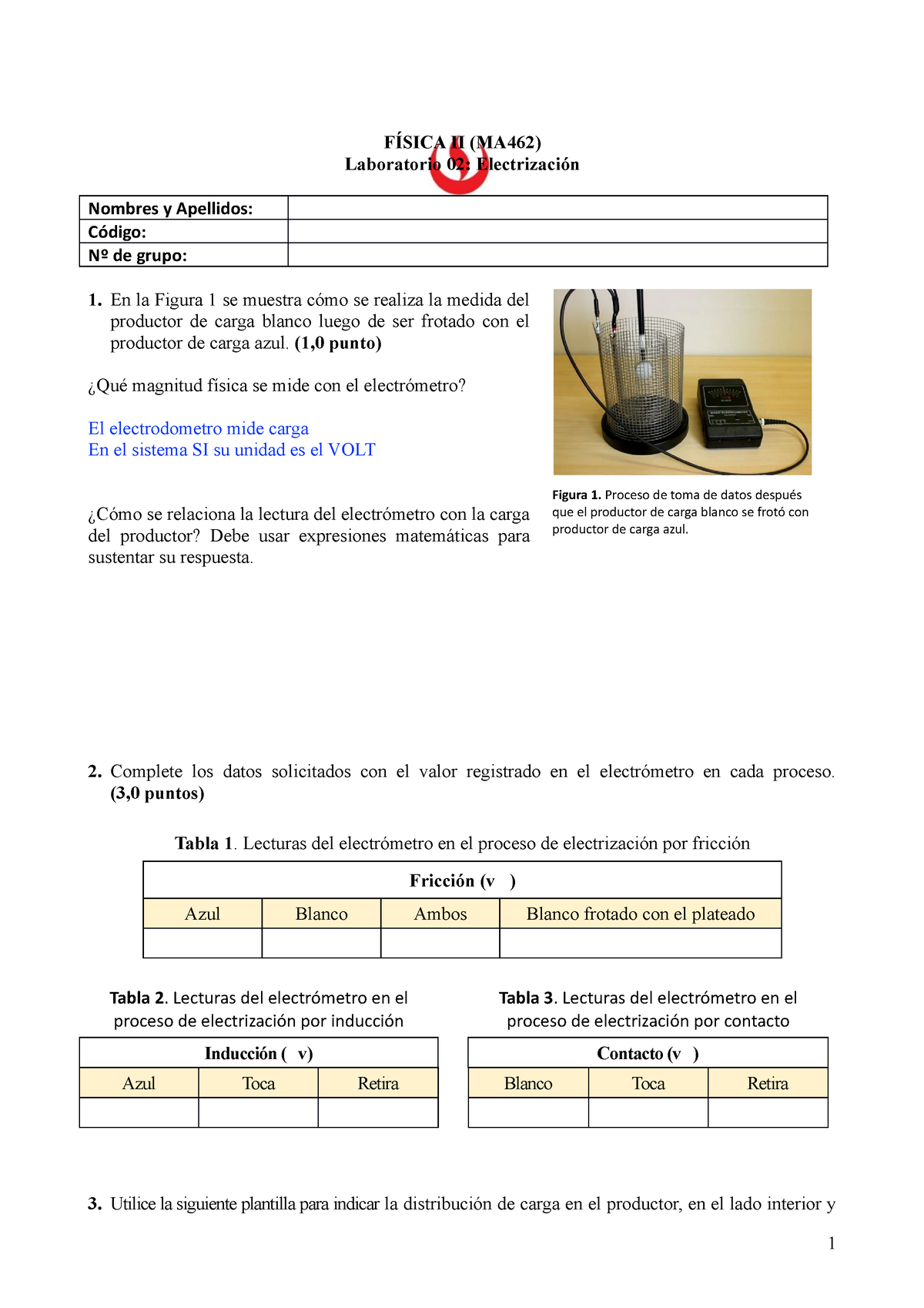 Reporte De Laboratorio 02 De Física Ii A Distancia FÍsica Ii Ma462