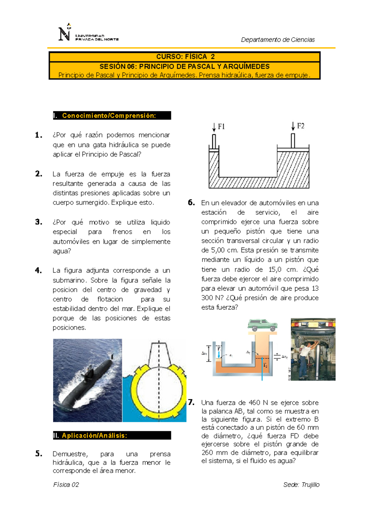 F S Ht Principio De Pascal Y Arqu Medes Curso F Sica Sesi N Principio De Pascal Y