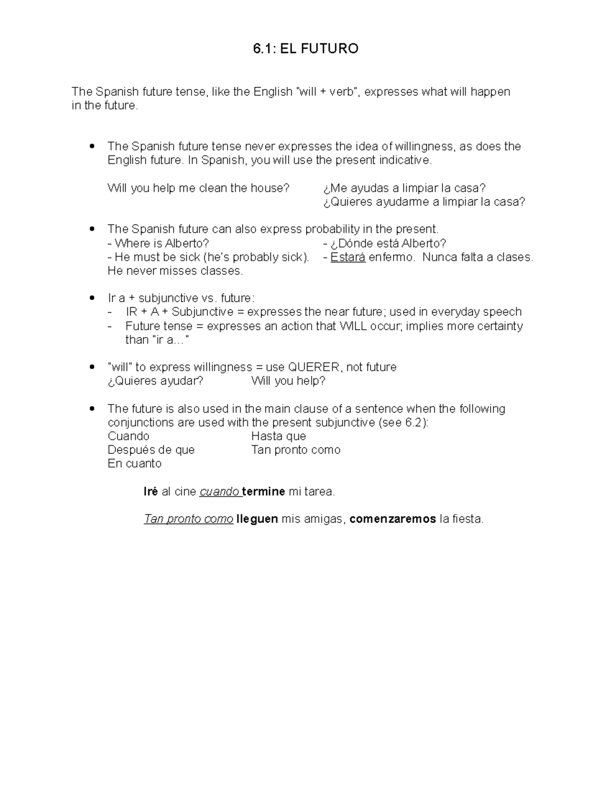 Spanish future tense - The Spanish future tense never expresses the ...