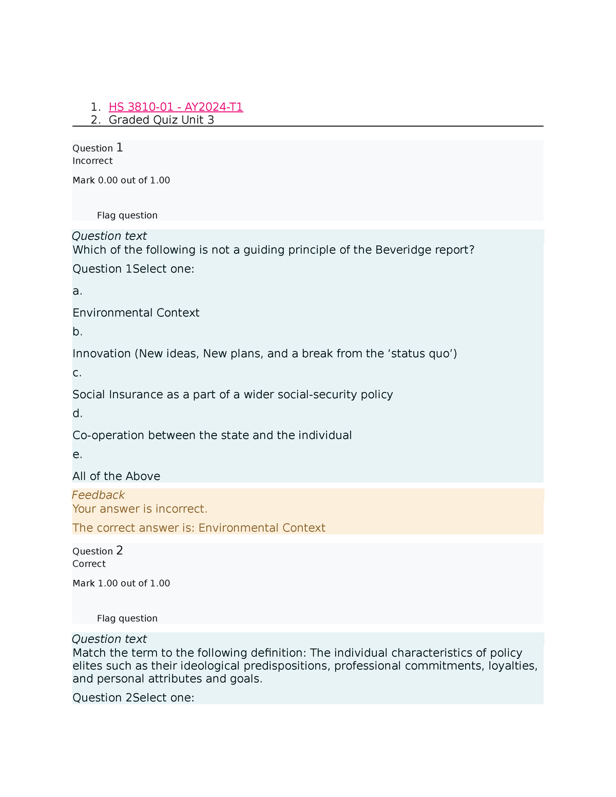 Hs 3810 Graded Quiz Unit 3 - 1. HS 3810-01 - AY2024-T 2. Graded Quiz ...