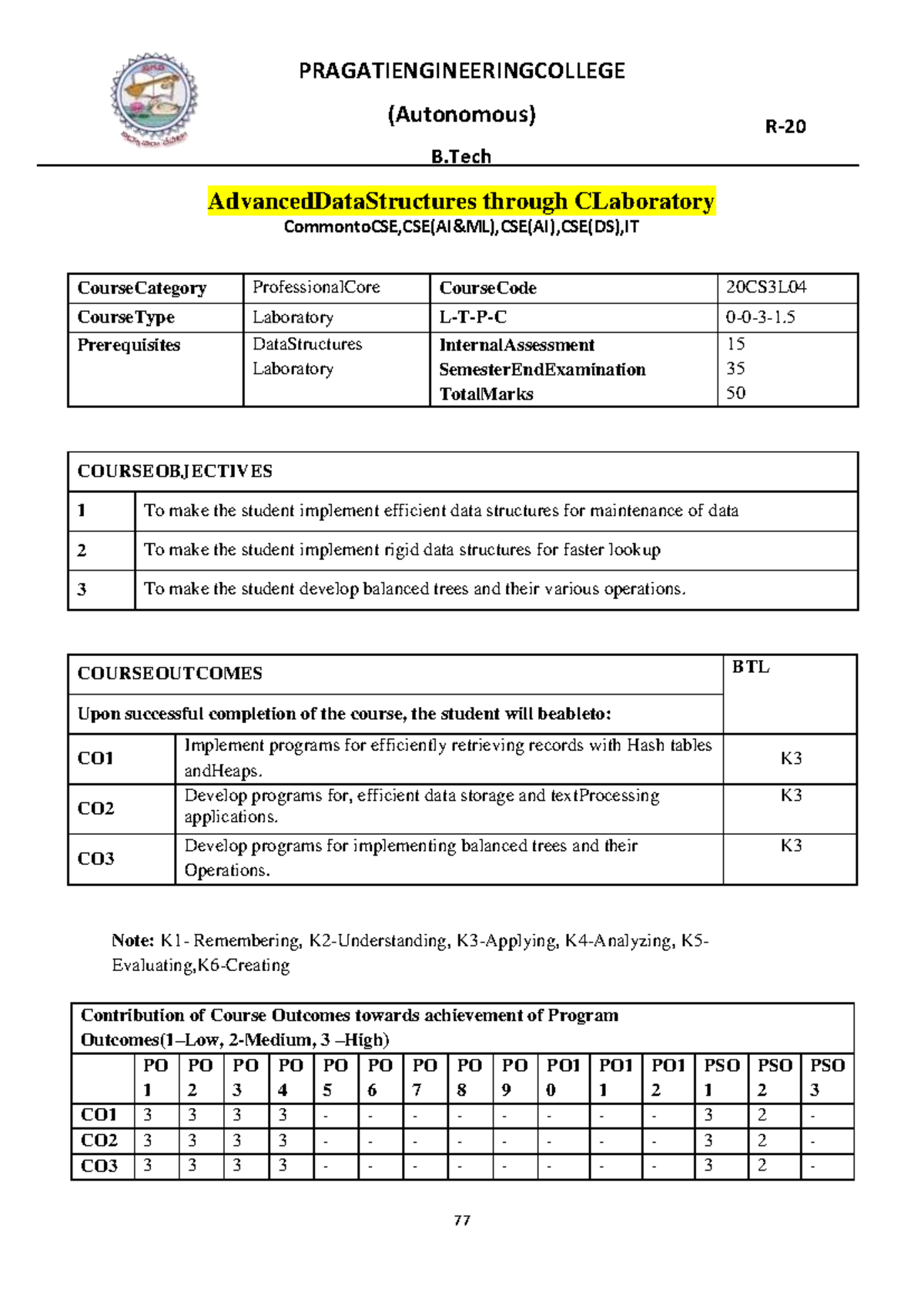 ADS Lab Manual R20 (Autonomous) B ComputerScienceandEngineering R 20