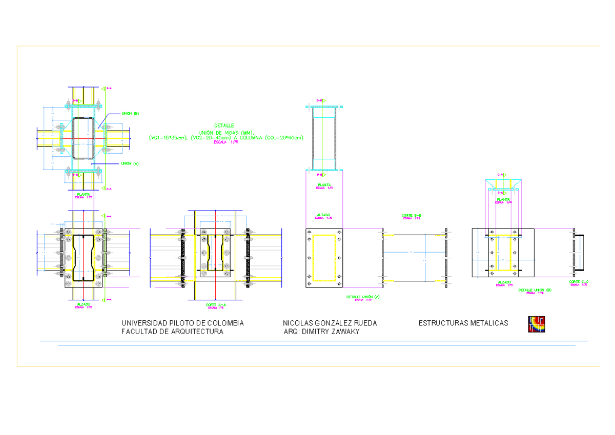 Detalle - Union DE Vigas MM A Columna Rectangular - 0,33 0, 0, 0, 0, 0 ...