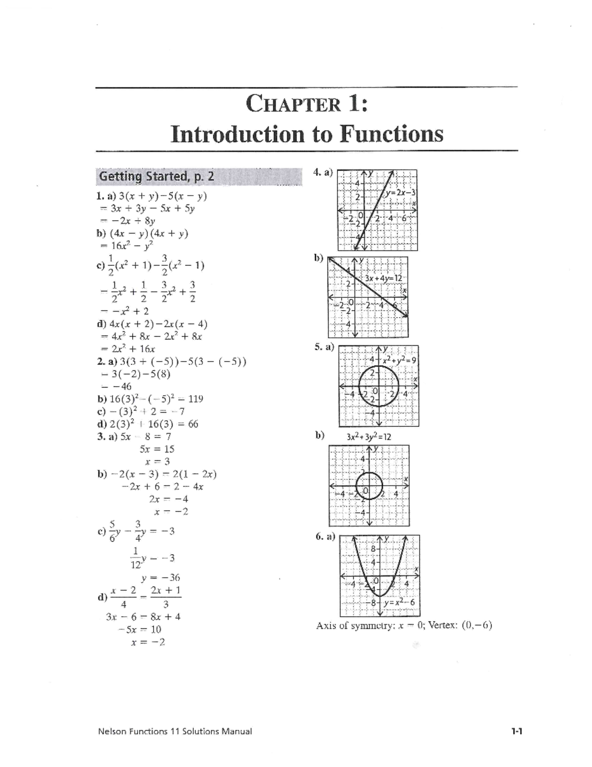 MCR3U Chp 1 Solutions - Math 102.3 - Studocu