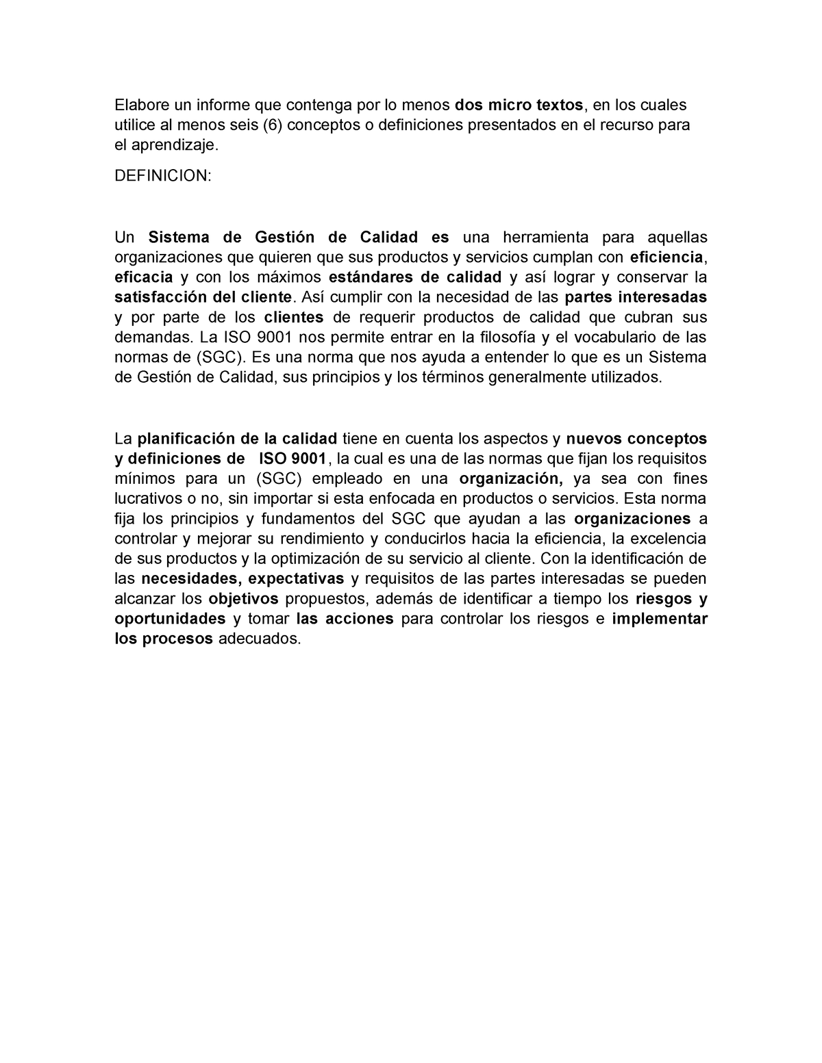 2. Evidencia 2 Micro textos - Elabore un informe que contenga por lo ...