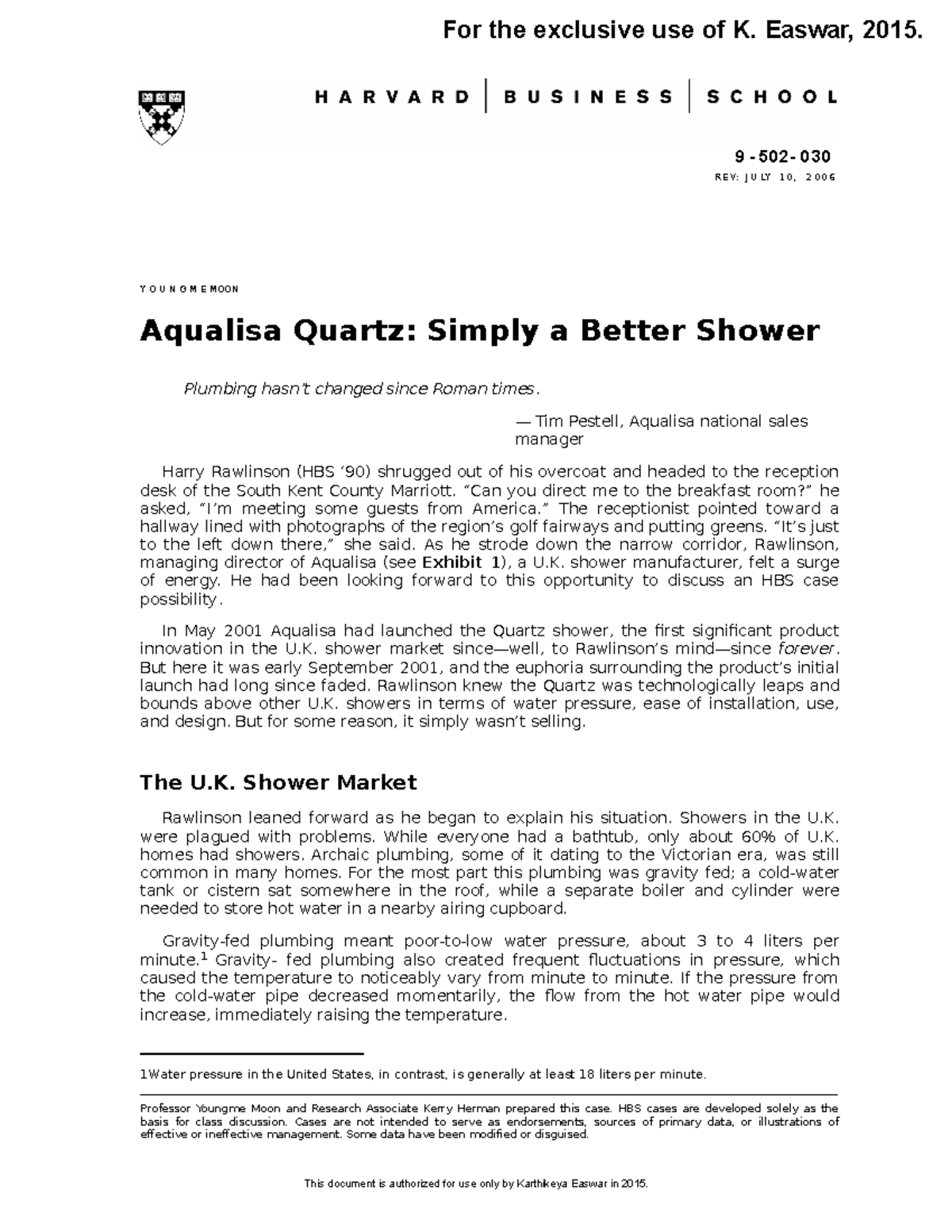 Aqualisa Quartz Case Cleanconverted For the exclusive use of K