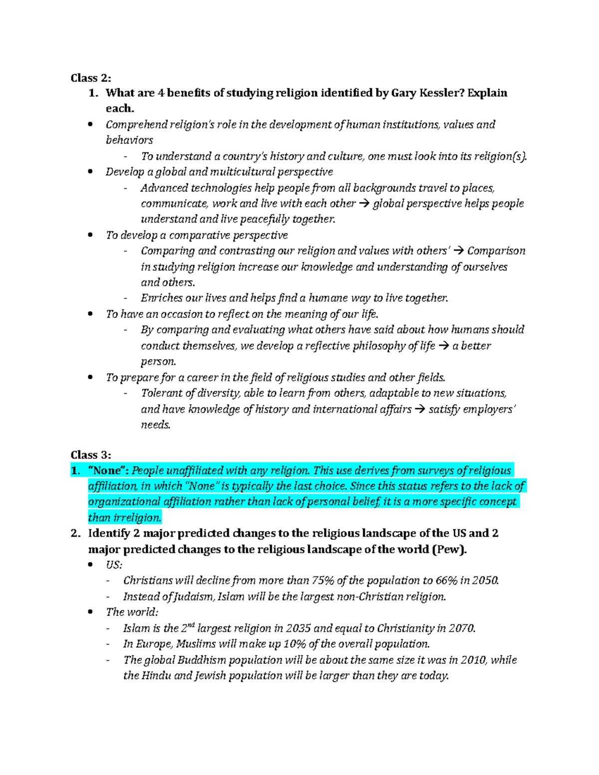 The Quran notes 4 1 - have almost full assignments - Class 2: 1. What ...