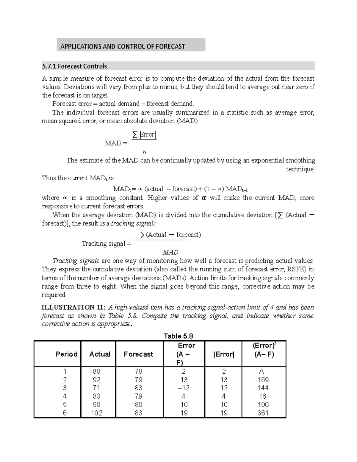 Applications And Control Of Forecast - 5.7 Forecast Controls A Simple 