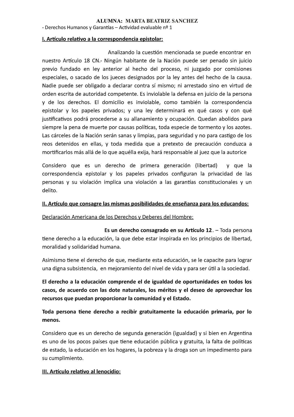 Actividad 1 Derechos Humanos Marta - Derechos Humanos y Garantías ...