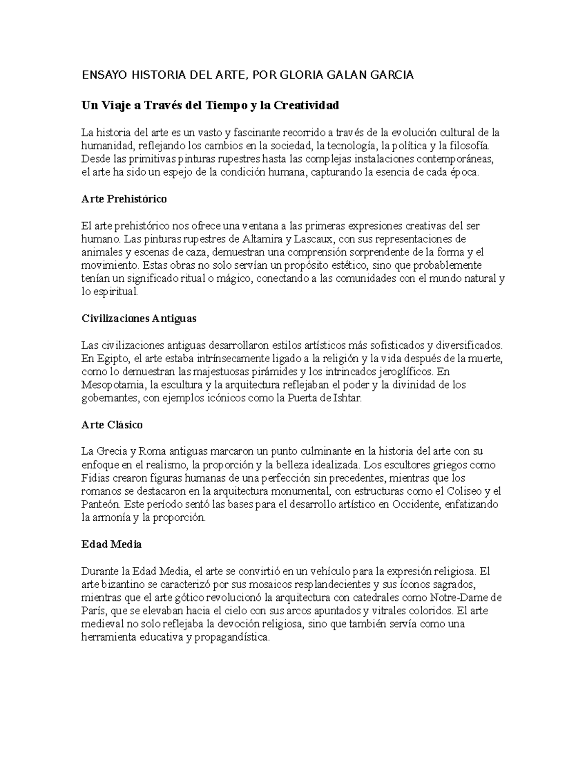 HISTORIA DEL ARTE, UN VIAJE A TRAVÉS DEL TIEMPO Y LA CREATIVIDAD ...