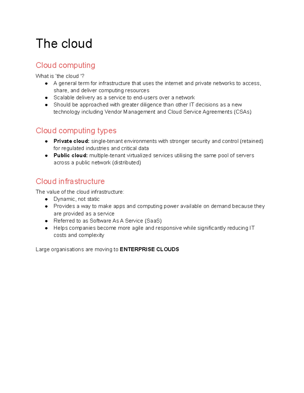 Week 2 - The Cloud - The cloud Cloud computing What is ‘the cloud '? A ...