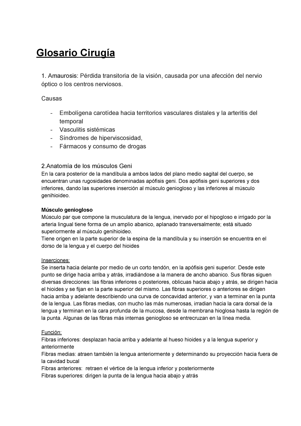 Glosario Cirugia - Glosario Cirugía 1. Amaurosis: Pérdida Transitoria ...