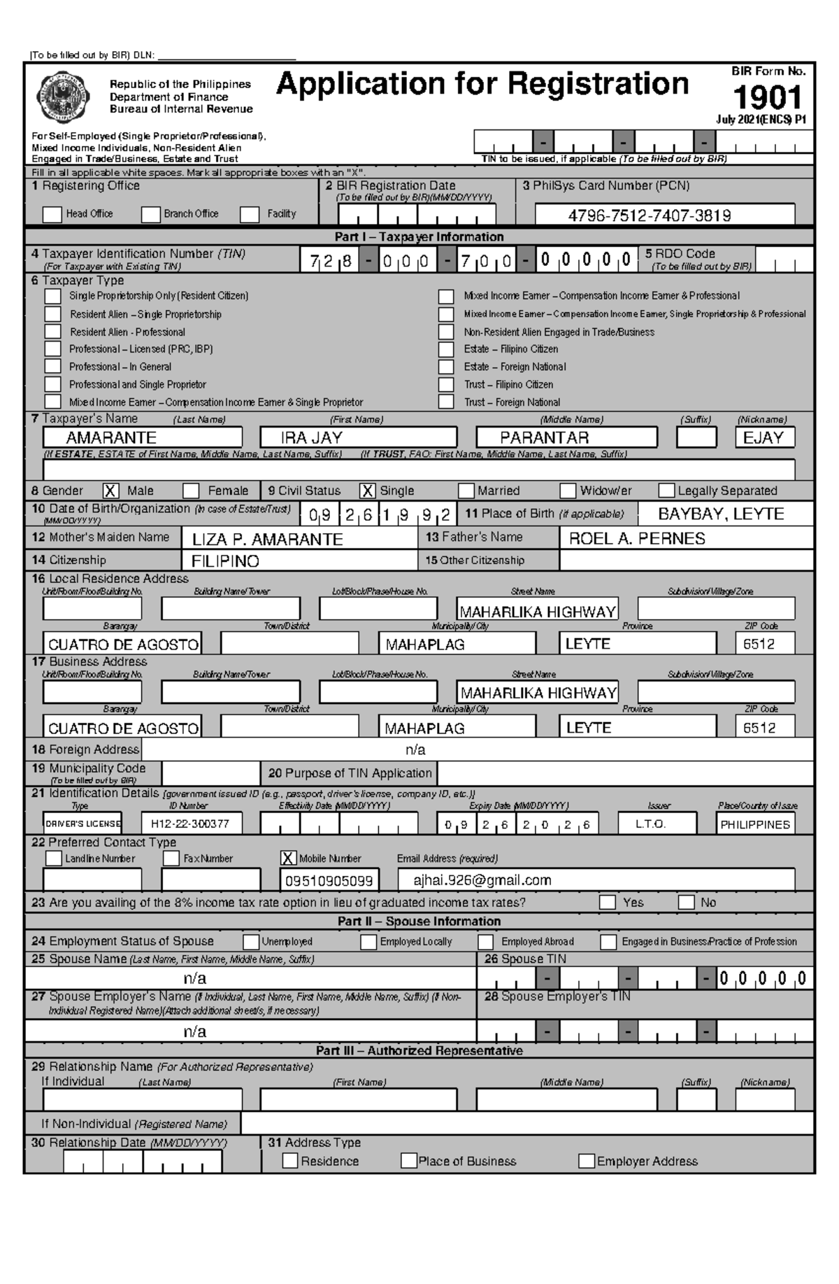 1901 Jul 2021 ENCS - Final - (To be filled out by BIR) DLN ...