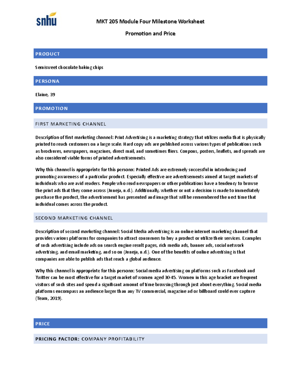 MKT205 Module Four Milestone - Promotion And Price - MKT 205 Module ...