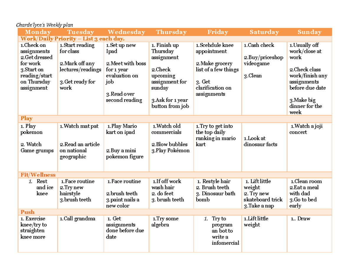 Edwards Chardelyce Work Play Fit Push Weekly Plan - Charde’lyce’s ...