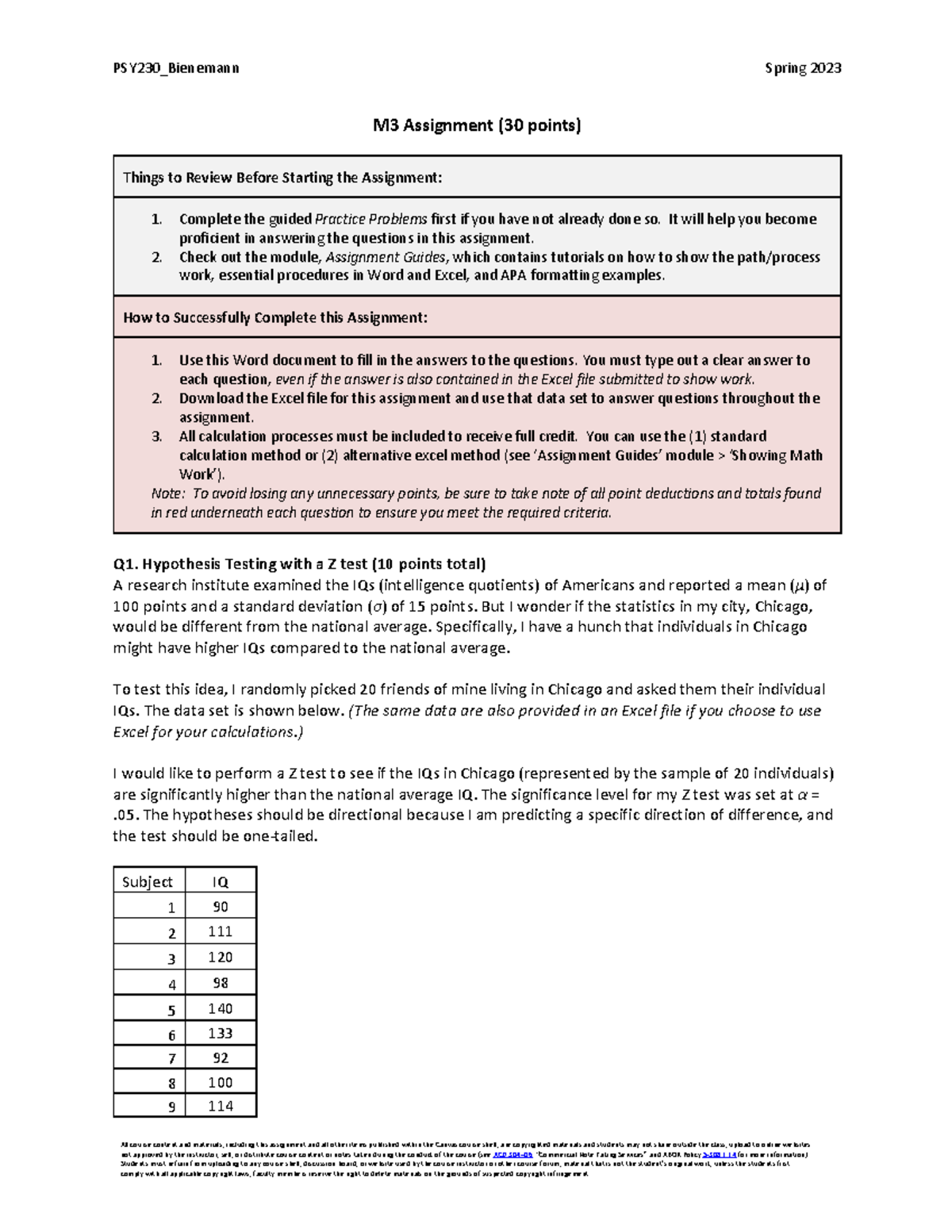 PSY230 M3 Assignment Spring 2023 - All Course Content And Materials ...